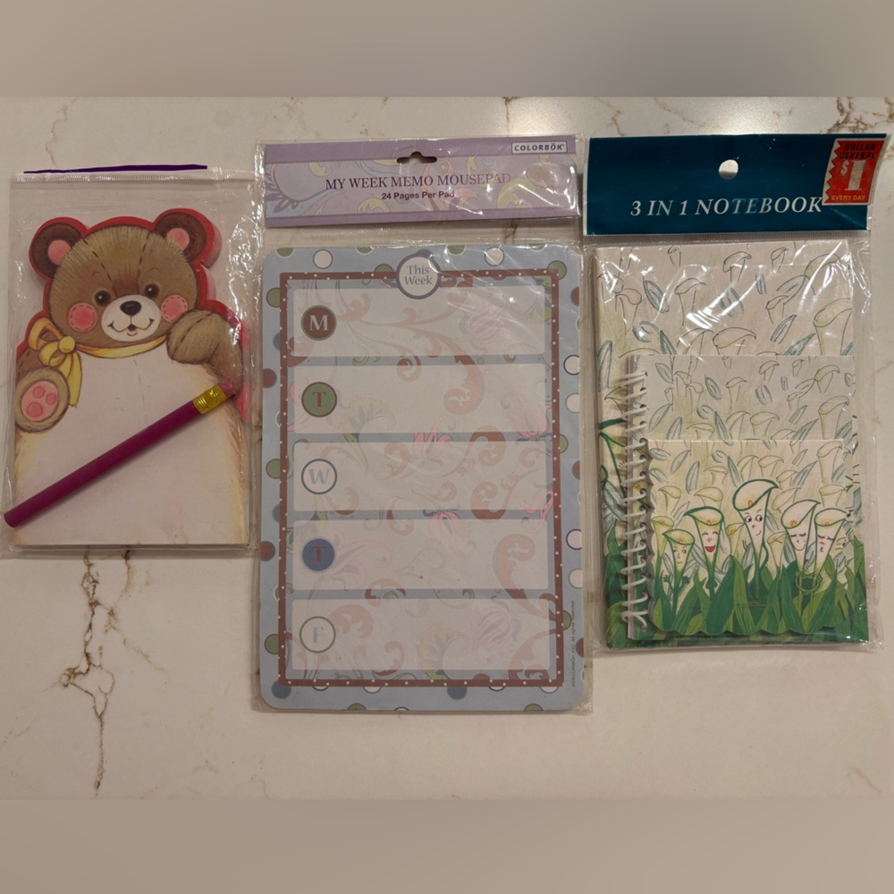 Vintage Notebook Set Dollar General Teddy Bear Pencil Mousepad stationary